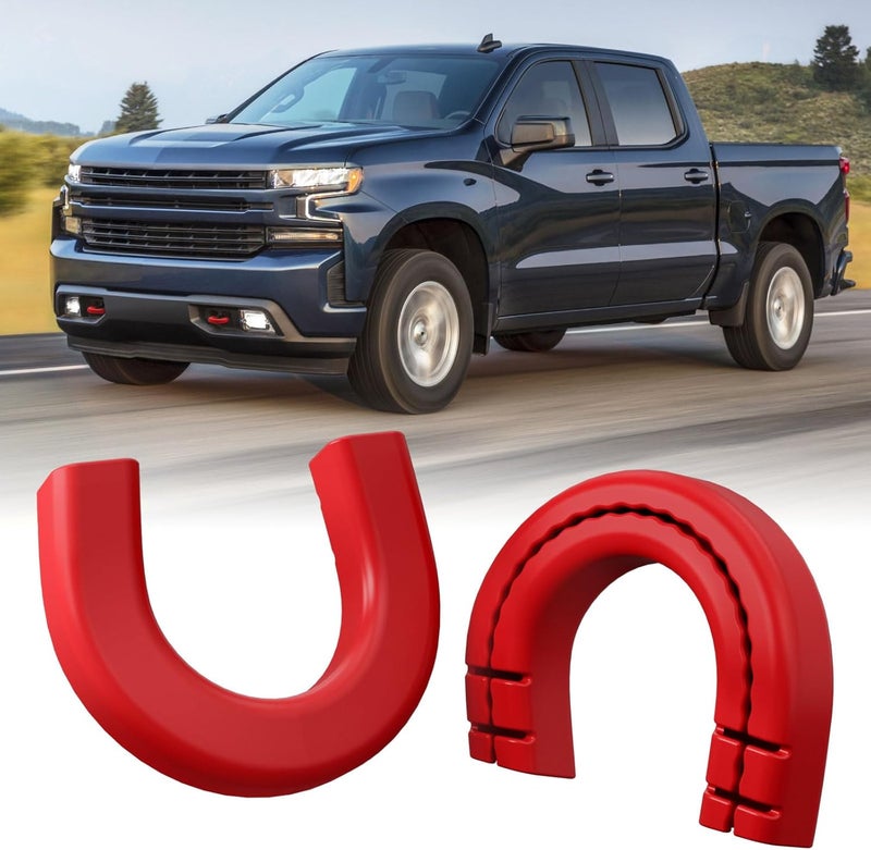 TECHPICCO Long Tow Hook Covers for Silverado 1500 2007-2026/GMC Sierra 1500 2007-2019, Front Tow Hooks Covers Compatible with Chevrolet Silverado 1500 Accessories Red (Not fit Verticle Tow Hooks) - Image 1